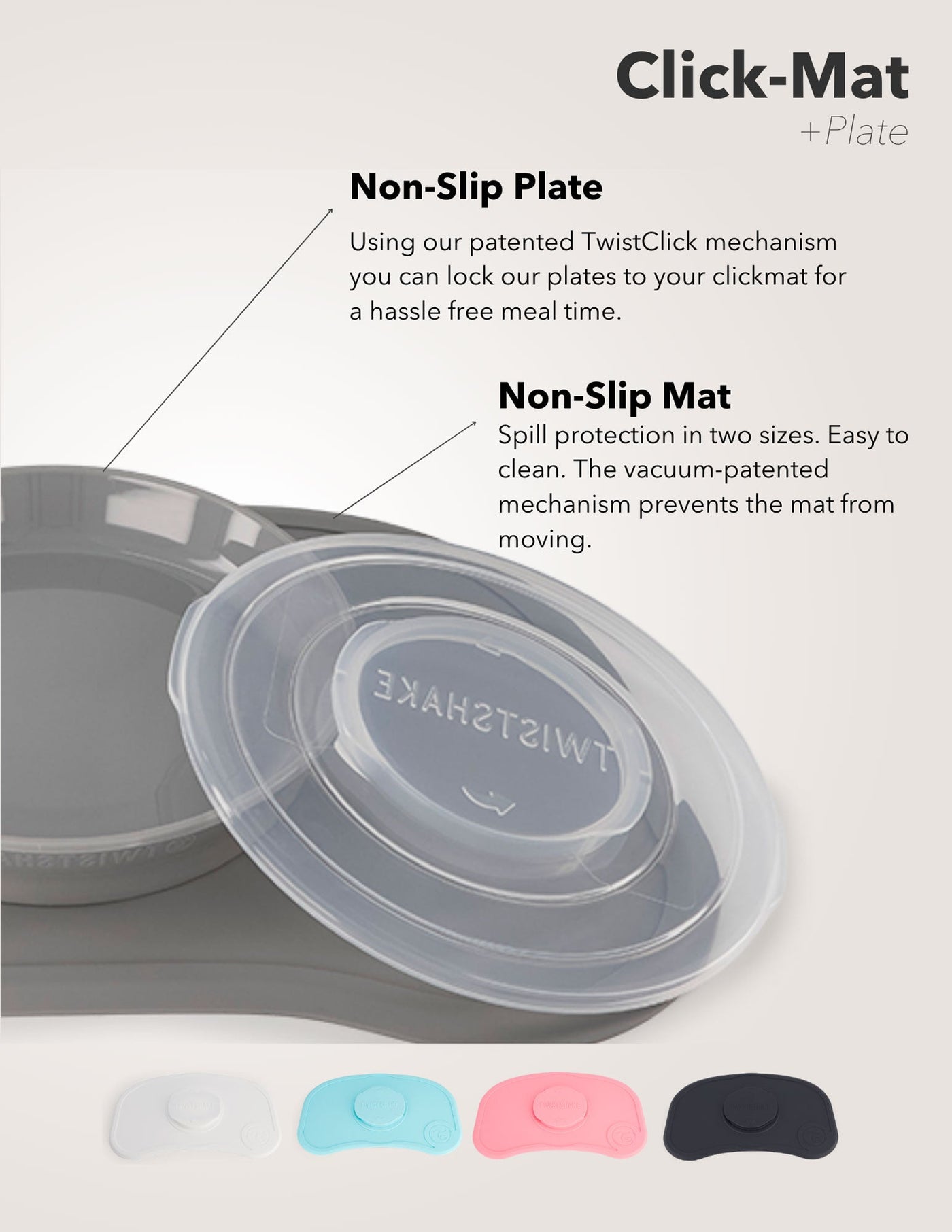 Click Mat Mini + Plate Keeps Meals Where They Belong - Twistshakeshop